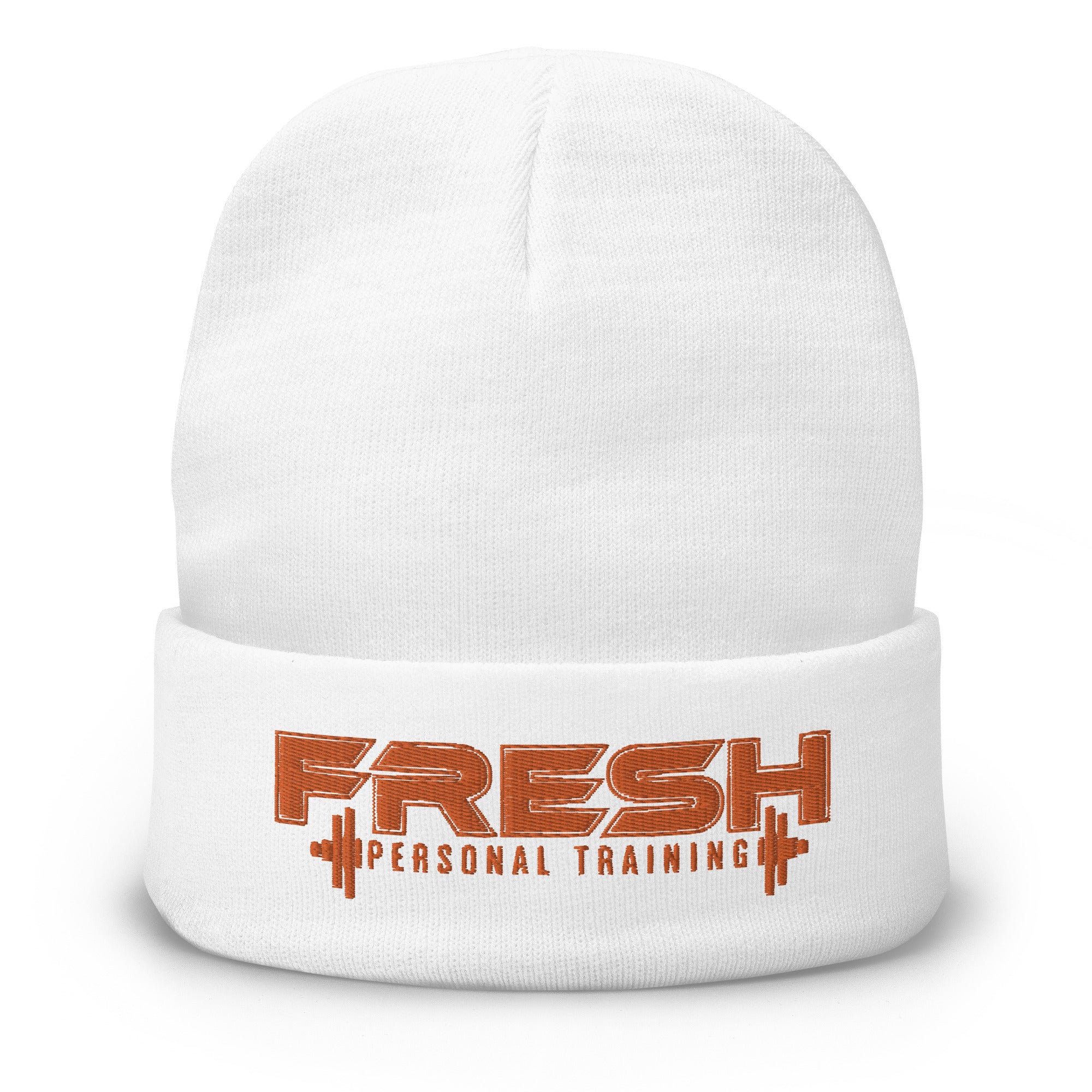 White Embroidered Beanie