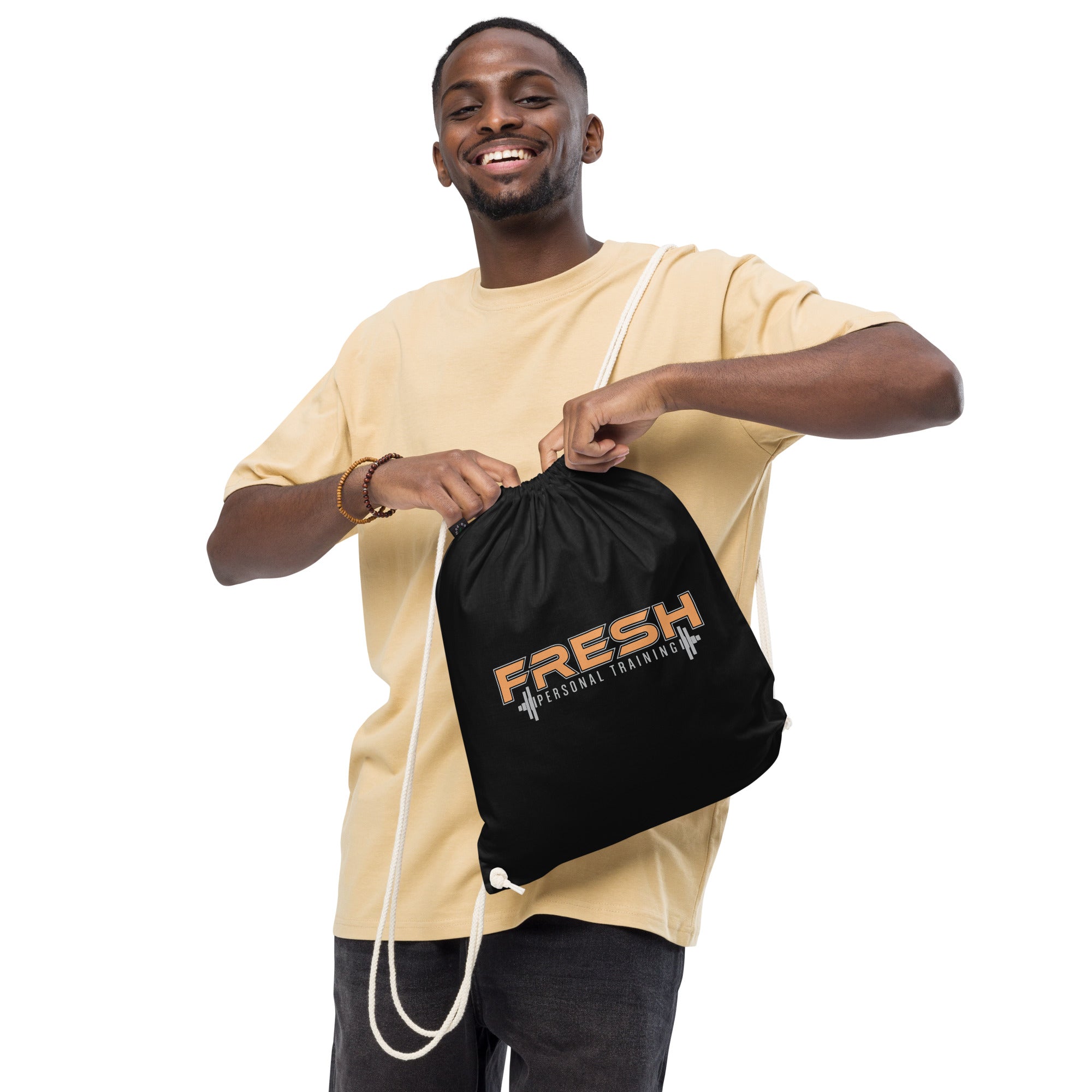 Black Organic cotton drawstring bag