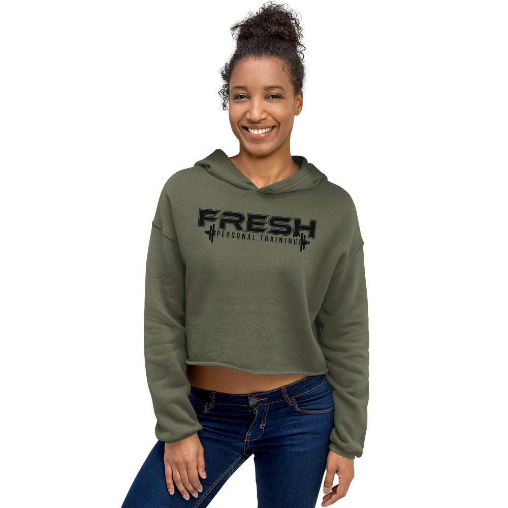 Military Green Crop Hoodie