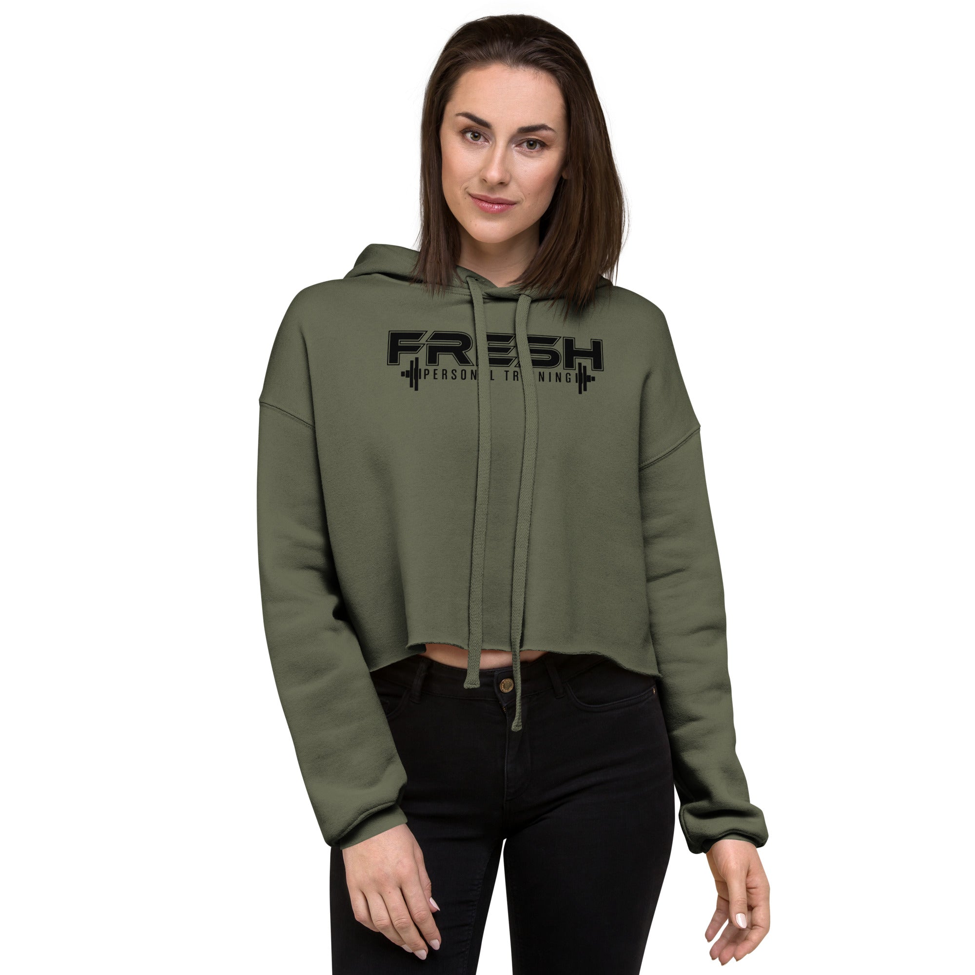 Military Green Crop Hoodie
